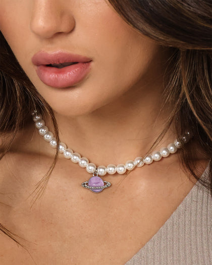 Raising Hell Women's Around The World Necklace Lilac/White Gold