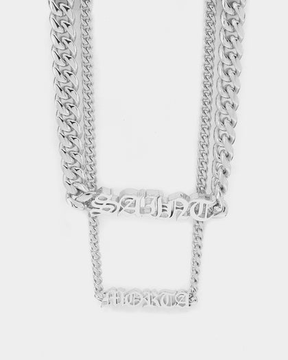 Saint Morta Our Faith Double Chain Necklace White Gold