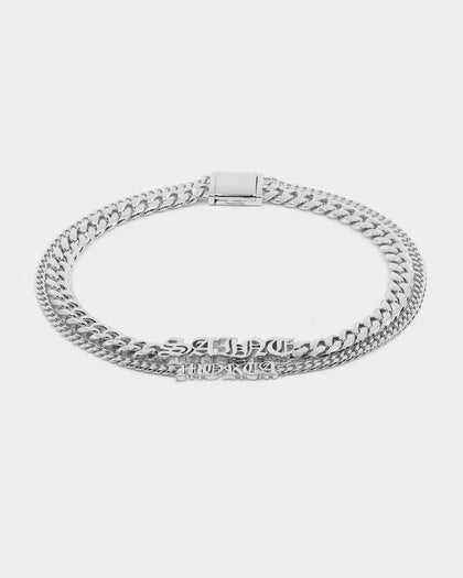 Saint Morta Our Faith Double Chain Necklace White Gold