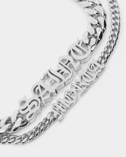 Saint Morta Our Faith Double Chain Necklace White Gold