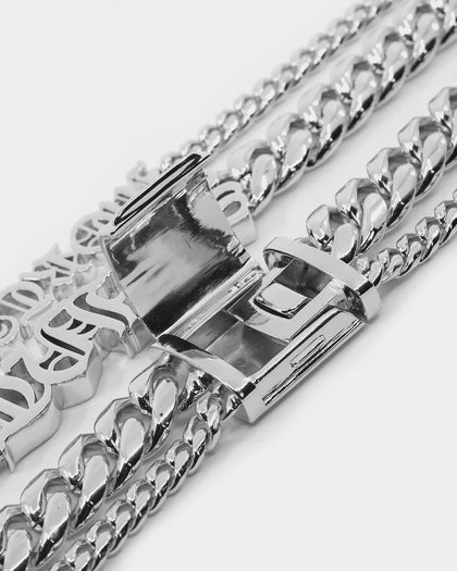 Saint Morta Our Faith Double Chain Necklace White Gold