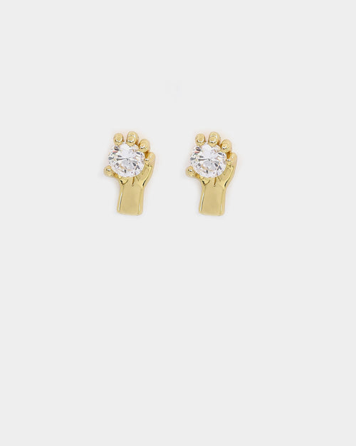 Saint Morta In His Hand Earrings Gold/Iced Gold