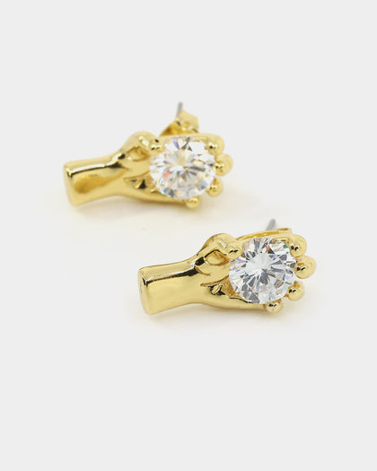 Saint Morta In His Hand Earrings Gold/Iced Gold