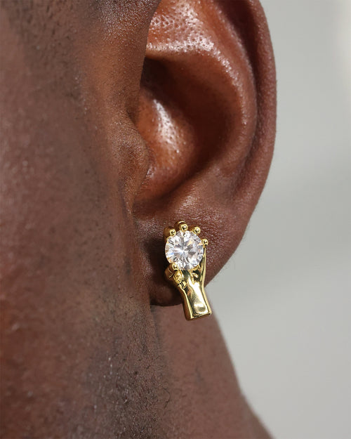 Saint Morta In His Hand Earrings Gold/Iced Gold