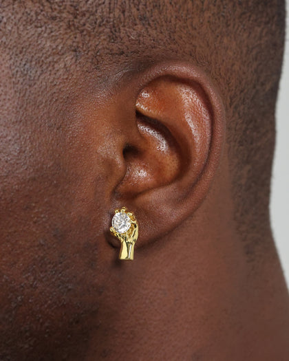 Saint Morta In His Hand Earrings Gold/Iced Gold