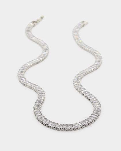 Saint Morta Macro Baguette Necklace Iced White Gold