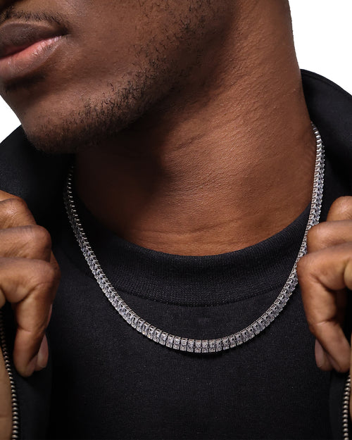 Saint Morta Macro Baguette Necklace Iced White Gold