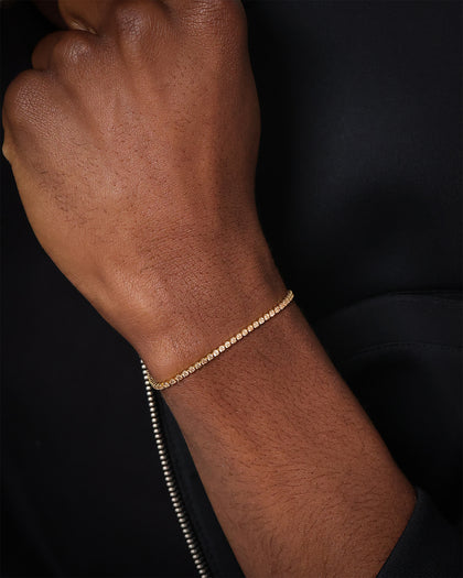 Saint Morta Micro Coloured Tennis Bracelet Gold/Brown