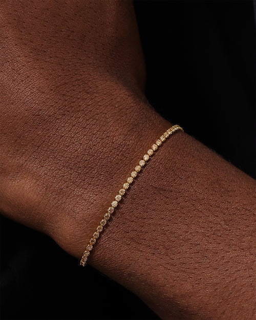 Saint Morta Micro Coloured Tennis Bracelet Gold/Brown