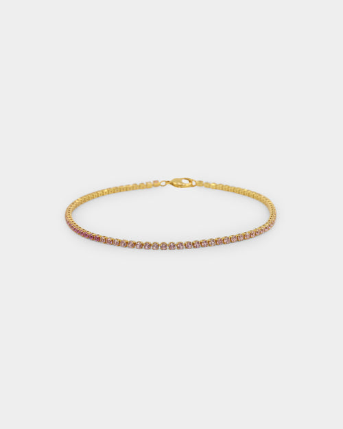 Saint Morta Micro Coloured Tennis Bracelet Gold/Pink