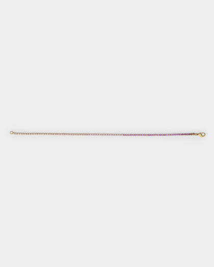 Saint Morta Micro Coloured Tennis Bracelet Gold/Pink