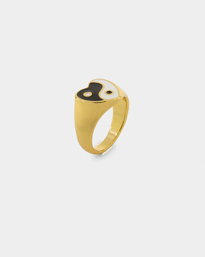 Raising Hell Women's Ying Yang Ring Gold/Black/White