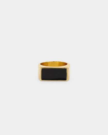 Saint Morta Block Signet Ring Gold/Black