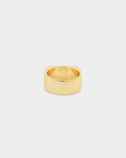 Saint Morta Block Signet Ring Gold/Black