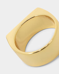 Saint Morta Block Signet Ring Gold/Black