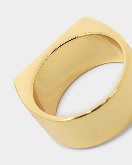 Saint Morta Block Signet Ring Gold/Black