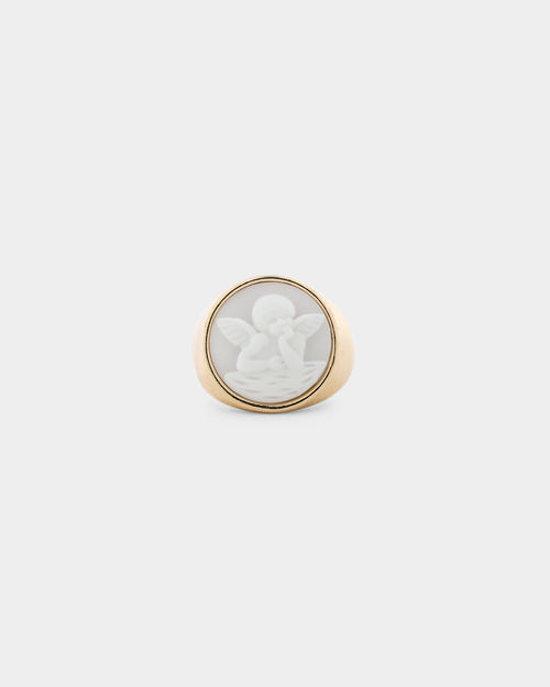 Wild for the Weekend Cherub Signet Ring Gold