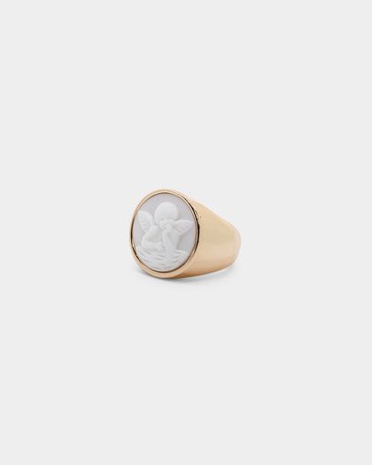 Wild for the Weekend Cherub Signet Ring Gold