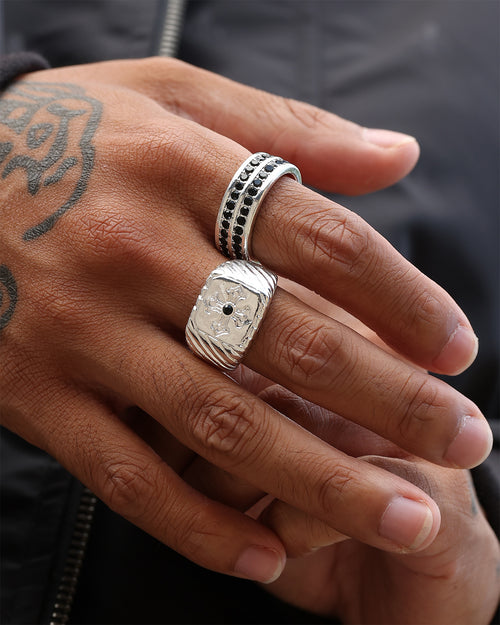 Wild for the Weekend Scripted Crystal Ring Pack Silver