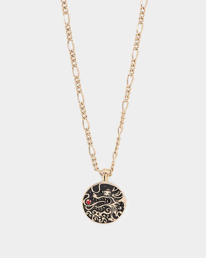 Wild for the Weekend Serpentine Dragon Necklace Gold