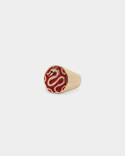 Wild for the Weekend Serpentine Dragon Signet Ring Gold