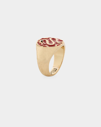 Wild for the Weekend Serpentine Dragon Signet Ring Gold