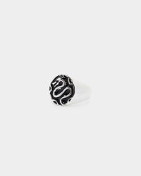 Wild for the Weekend Serpentine Dragon Signet Ring Silver