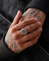 Wild for the Weekend Serpentine Dragon Signet Ring Silver