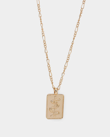 Wild for the Weekend Serpentine Rectangle Necklace Gold