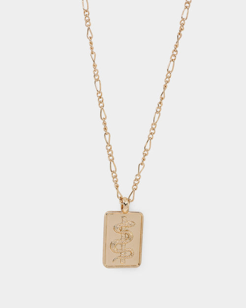 Wild for the Weekend Serpentine Rectangle Necklace Gold