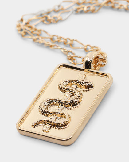 Wild for the Weekend Serpentine Rectangle Necklace Gold