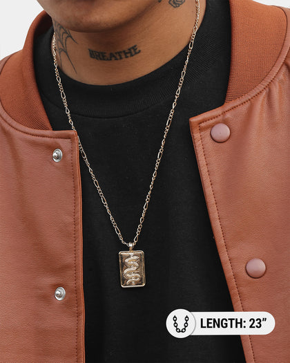 Wild for the Weekend Serpentine Rectangle Necklace Gold