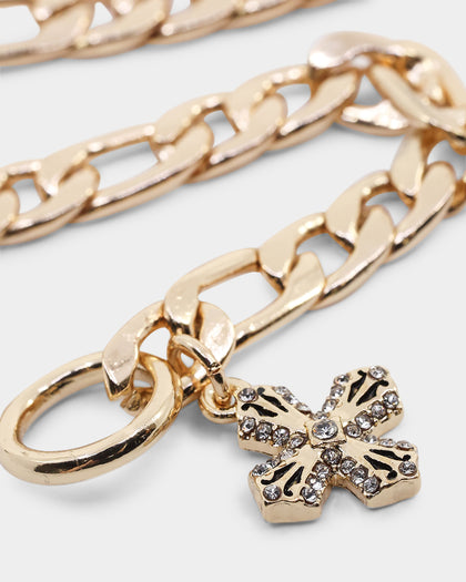 Wild for the Weekend T Bar Cross Bracelet Gold