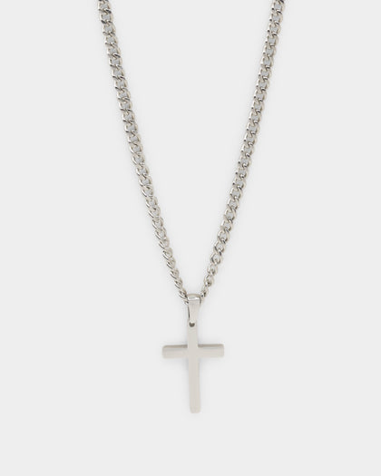 Shortie Kids' Cross Pendant Micro 4mm Chain Silver