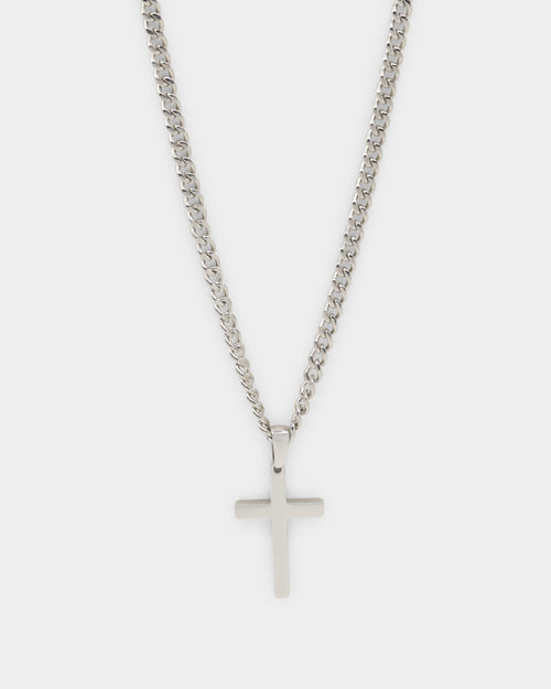 Shortie Kids' Cross Pendant Micro 4mm Chain Silver