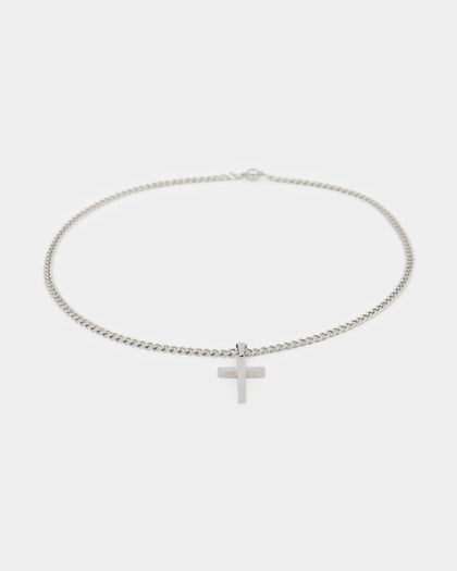 Shortie Kids' Cross Pendant Micro 4mm Chain Silver