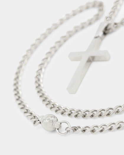 Shortie Kids' Cross Pendant Micro 4mm Chain Silver