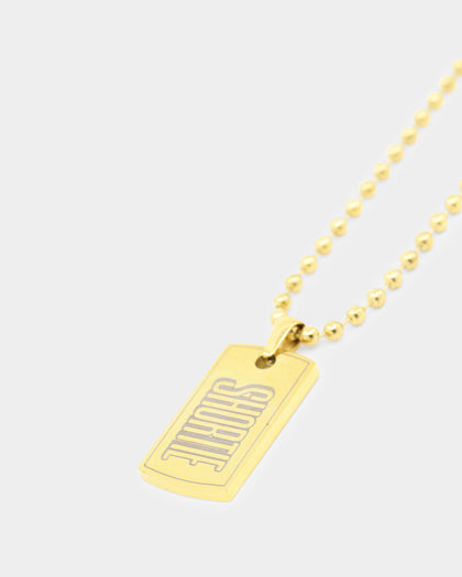 Shortie Kids' Firsts Dog Tag 3mm Chain Gold