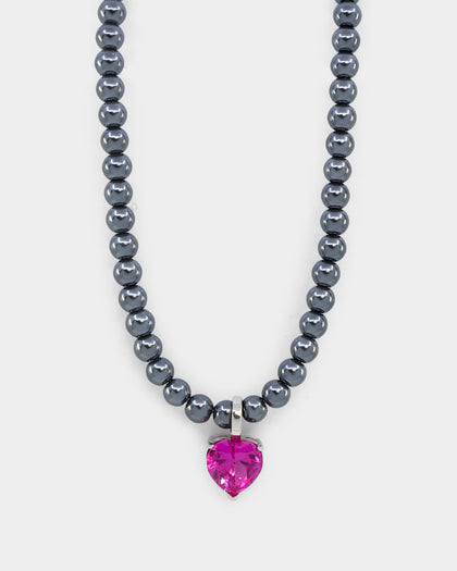 Loiter Dark Heart Necklace Grey/Silver