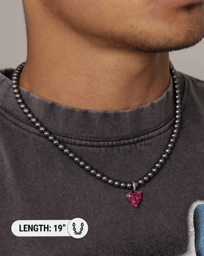 Loiter Dark Heart Necklace Grey/Silver