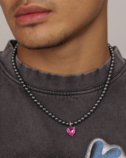 Loiter Dark Heart Necklace Grey/Silver
