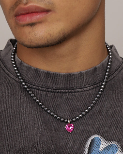 Loiter Dark Heart Necklace Grey/Silver