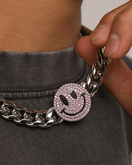 Loiter Don't Smile Chain Silver/Iced Pink