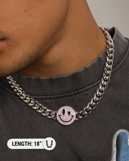 Loiter Don't Smile Chain Silver/Iced Pink