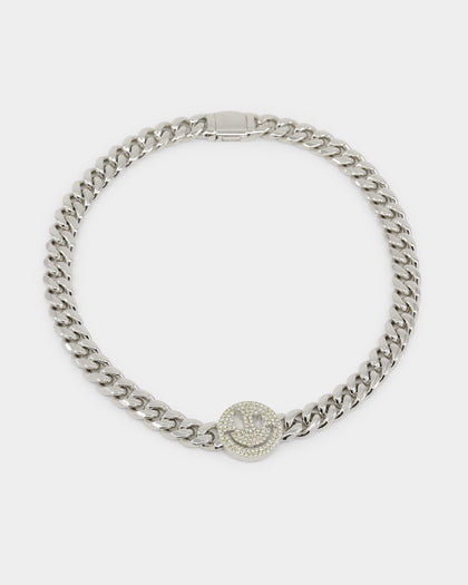 Loiter Don't Smile Chain Silver/Iced Yellow