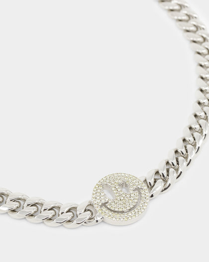 Loiter Don't Smile Chain Silver/Iced Yellow