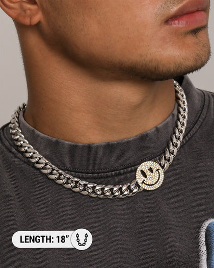 Loiter Don't Smile Chain Silver/Iced Yellow