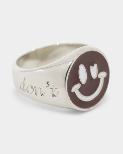 Loiter Don't Smile Ring Silver