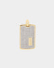 Saint Morta Edged Dog Tag Pendant Iced Gold