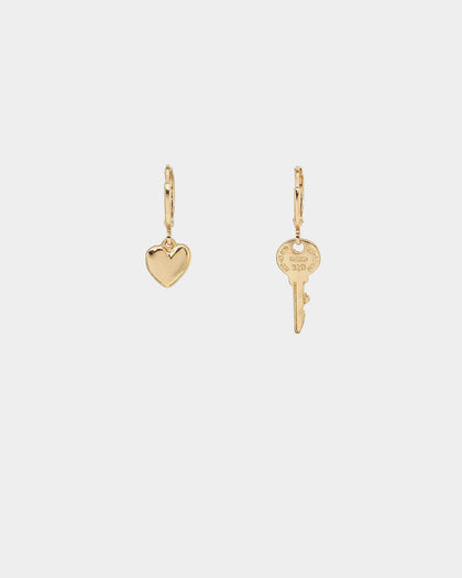 Raising Hell Women's Key To My Heart Earrings Gold